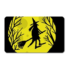 Halloween Witch - Yellow Moon Magnet (rectangular) by Valentinaart