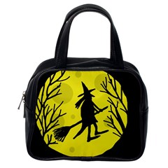 Halloween Witch - Yellow Moon Classic Handbags (one Side) by Valentinaart