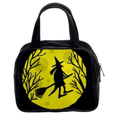 Halloween Witch - Yellow Moon Classic Handbags (2 Sides)