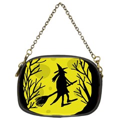 Halloween Witch - Yellow Moon Chain Purses (two Sides)  by Valentinaart