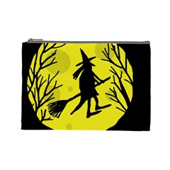 Halloween Witch - Yellow Moon Cosmetic Bag (large)  by Valentinaart