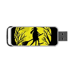 Halloween Witch - Yellow Moon Portable Usb Flash (one Side) by Valentinaart