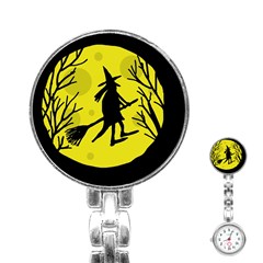 Halloween Witch - Yellow Moon Stainless Steel Nurses Watch by Valentinaart