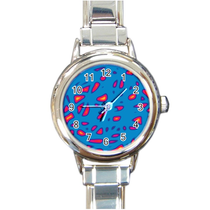 Blue and red neon Round Italian Charm Watch