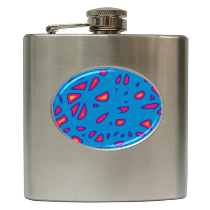 Blue and red neon Hip Flask (6 oz)