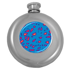 Blue And Red Neon Round Hip Flask (5 Oz) by Valentinaart