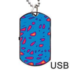 Blue And Red Neon Dog Tag Usb Flash (one Side) by Valentinaart