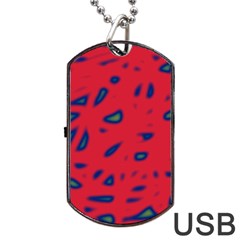 Red Neon Dog Tag Usb Flash (two Sides)  by Valentinaart