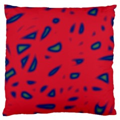 Red Neon Large Cushion Case (one Side) by Valentinaart