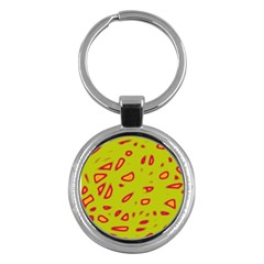 Yellow Neon Design Key Chains (round)  by Valentinaart