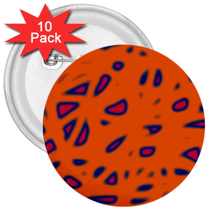 Orange neon 3  Buttons (10 pack) 