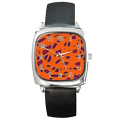 Orange Neon Square Metal Watch by Valentinaart