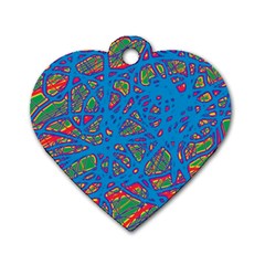 Colorful Neon Chaos Dog Tag Heart (two Sides) by Valentinaart