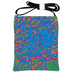 Colorful Neon Chaos Shoulder Sling Bags by Valentinaart