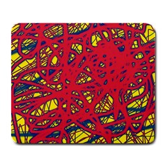 Yellow And Red Neon Design Large Mousepads by Valentinaart