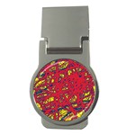 Yellow and red neon design Money Clips (Round)  Front