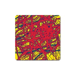 Yellow And Red Neon Design Square Magnet by Valentinaart