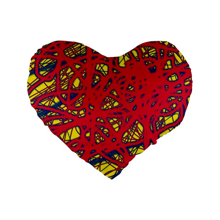 Yellow and red neon design Standard 16  Premium Heart Shape Cushions