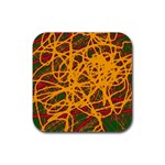 Yellow neon chaos Rubber Coaster (Square)  Front