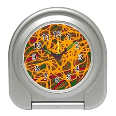 Yellow Neon Chaos Travel Alarm Clocks by Valentinaart