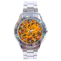 Yellow Neon Chaos Stainless Steel Analogue Watch by Valentinaart