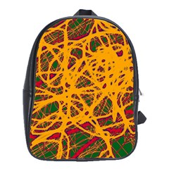 Yellow Neon Chaos School Bags (xl)  by Valentinaart