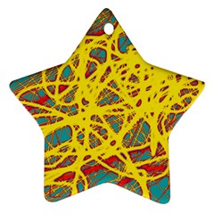 Yellow Neon Star Ornament (two Sides) 