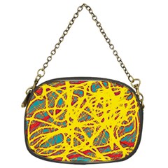 Yellow Neon Chain Purses (two Sides)  by Valentinaart