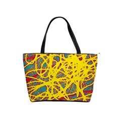 Yellow Neon Shoulder Handbags by Valentinaart