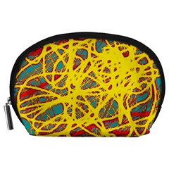 Yellow Neon Accessory Pouches (large)  by Valentinaart