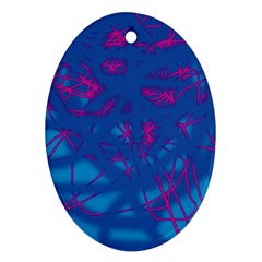 Deep Blue Oval Ornament (two Sides)