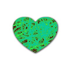 Green Neon Rubber Coaster (heart)  by Valentinaart