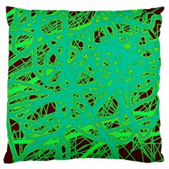 Green Neon Large Cushion Case (two Sides) by Valentinaart