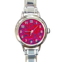 Red Neon Round Italian Charm Watch by Valentinaart