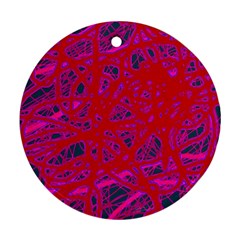 Red Neon Ornament (round)  by Valentinaart