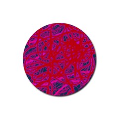 Red neon Rubber Round Coaster (4 pack) 