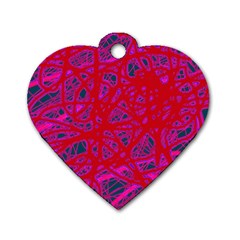 Red Neon Dog Tag Heart (two Sides) by Valentinaart