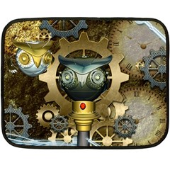 Steampunk, Awesome Owls With Clocks And Gears Fleece Blanket (mini) by FantasyWorld7