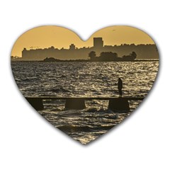 River Plater River Scene At Montevideo Heart Mousepads by dflcprints