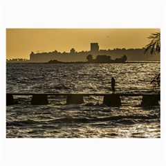 River Plater River Scene At Montevideo Large Glasses Cloth (2-side) by dflcprints