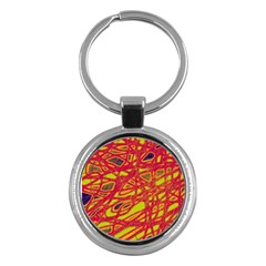 Orange Neon Key Chains (round)  by Valentinaart