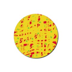 Yellow And Red Rubber Coaster (round) 