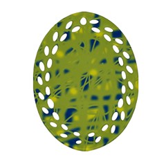 Green And Blue Oval Filigree Ornament (2-side)  by Valentinaart