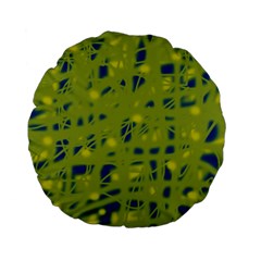 Green And Blue Standard 15  Premium Flano Round Cushions by Valentinaart