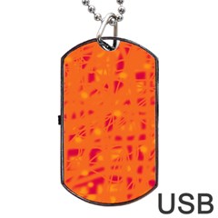 Orange Dog Tag Usb Flash (two Sides)  by Valentinaart