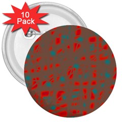 Red And Brown 3  Buttons (10 Pack)  by Valentinaart