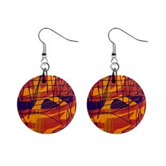 Orange High Art Mini Button Earrings by Valentinaart