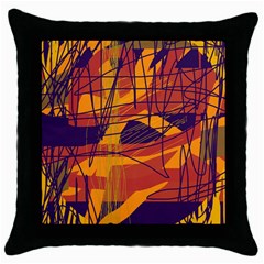 Orange High Art Throw Pillow Case (black) by Valentinaart