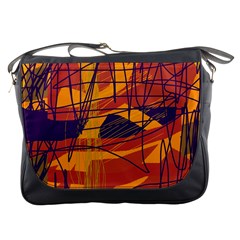 Orange High Art Messenger Bags by Valentinaart