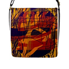 Orange High Art Flap Messenger Bag (l)  by Valentinaart